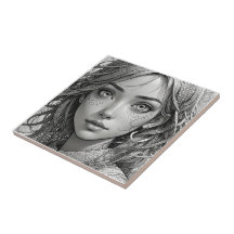 Retrato preto e branco de uma menina de animação b