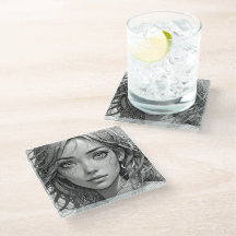 Retrato preto e branco de uma menina de animação b