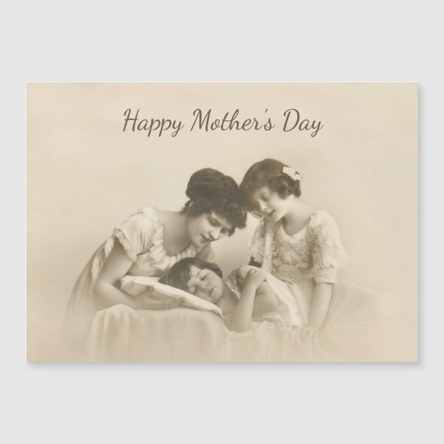 Retrato Sepia Antiquado de Mãe e Filhos (Frente)