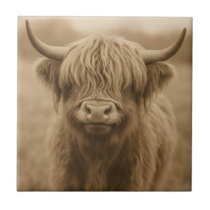 Retrato Sepia de Vaca das Terras Altas
