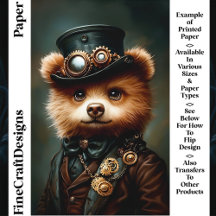Retrato Steampunk de Urso Marrom CL2 Papel para Ál