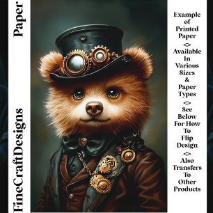 Retrato Steampunk de Urso Marrom CL2 Papel para Ál