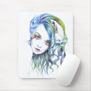 Retrato surreal Mousepad da menina da "água"