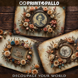 Retratos de vindima com flores -