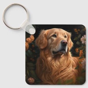 Retriever de ouro no Jardim - Chaveiro