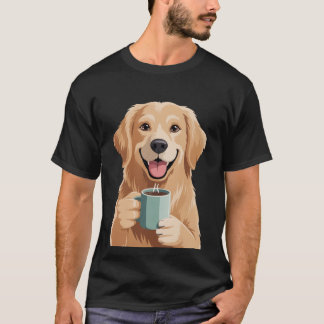 Retriever ouro + Camisa Café - Design Engraçado