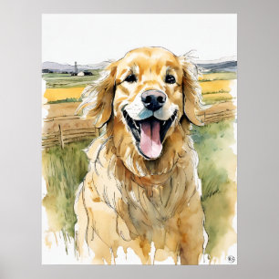 Retriever ouro - Impressão de Arte Canina