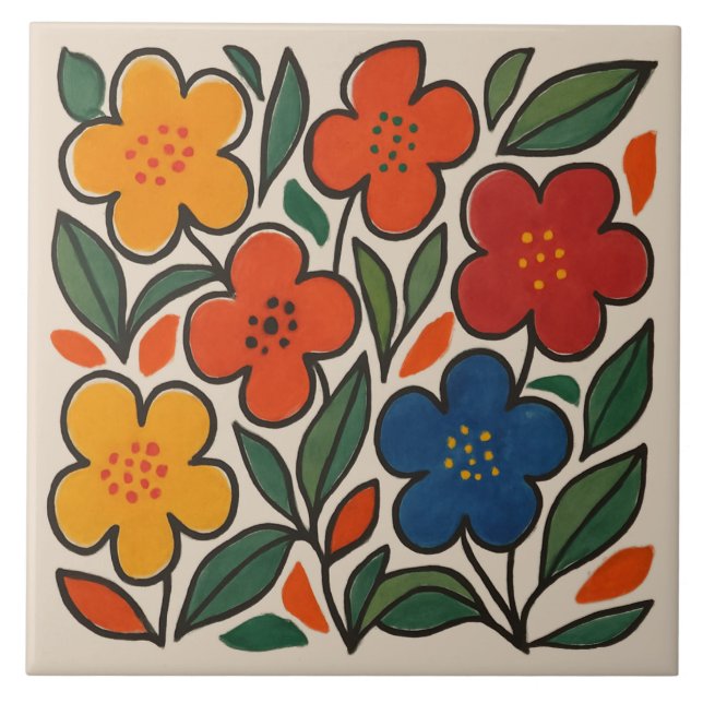 Retro 1960s Style Floral Pattern (Frente)