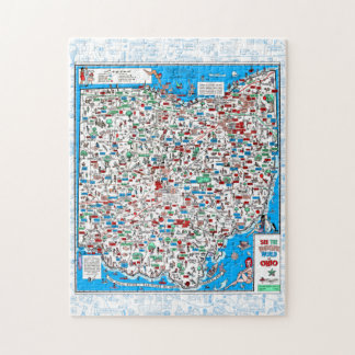 Retro 1966 Ohio map quebra-cabeça 11"x14" 252 pcs