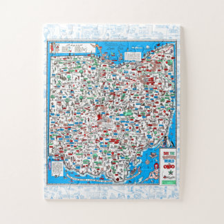 Retro 1966 Ohio map quebra-cabeça 11"x14" 30 pcs