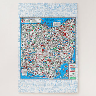 Retro 1966 Ohio map quebra-cabeça de 20"x30" 1014 