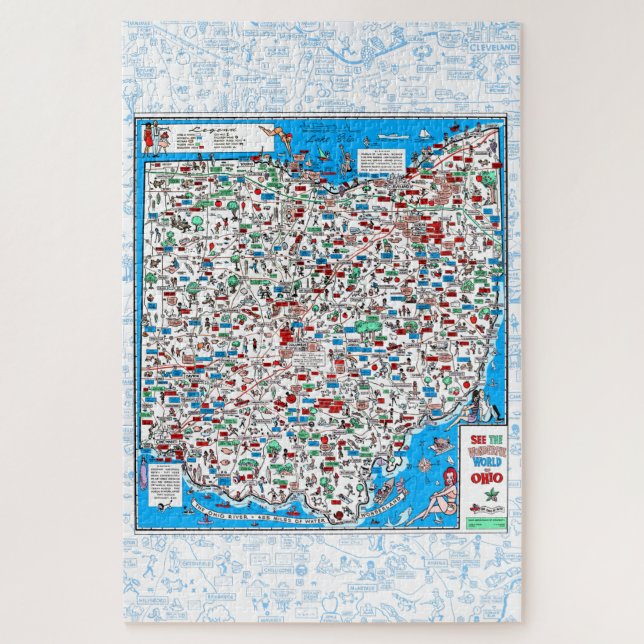 Retro 1966 Ohio map quebra-cabeça de 20"x30" 1014  (Vertical)