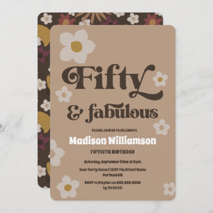 Retro 1970s Floral 50 e Fabuloso Convite de Aniver