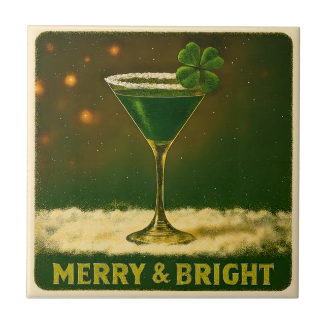 Retro 50s 4 Leaf Clover Irish Christmas Martini (Frente)