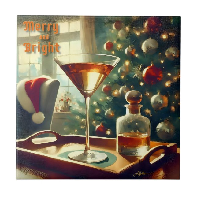 Retro 50s Manhattan Martini Para Papai Noel (Frente)