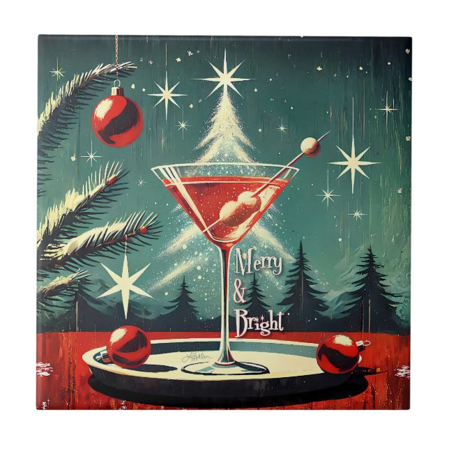 Retro 50s Snow Flurry Christmas Tree Martini (Frente)