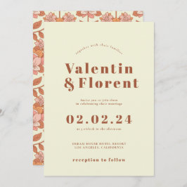 Retro 70s inspirou Convite para Casamento Laranja