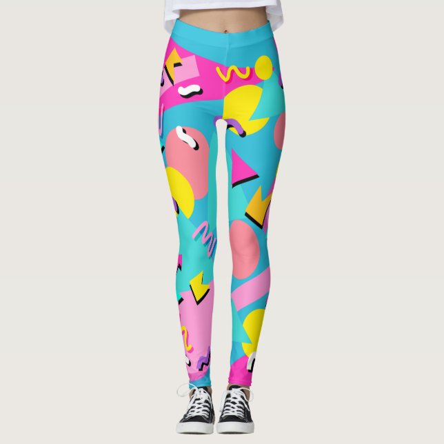 Retro 80s Pattern Leggings Vibrant Colourful (Frente)