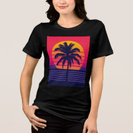 Retro 80s Sunset Palm Tree Synthwave Art
