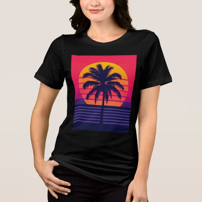 Retro 80s Sunset Palm Tree Synthwave Art (Frente)