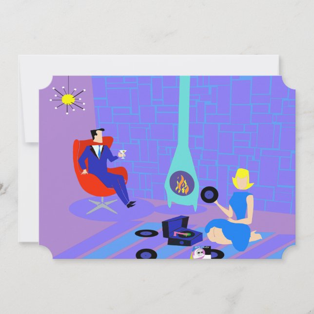 Retro à noite em Convites de festas domésticos (Frente)