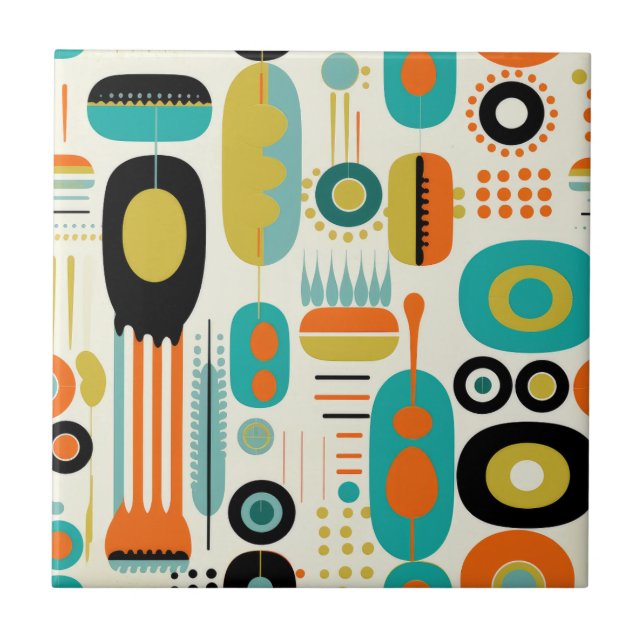 Retro Abstract Pattern Colorful Mid Century Modern (Frente)