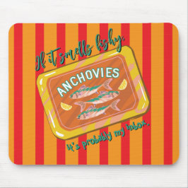 Retro Anchovies Funny Office Humor Mousepad