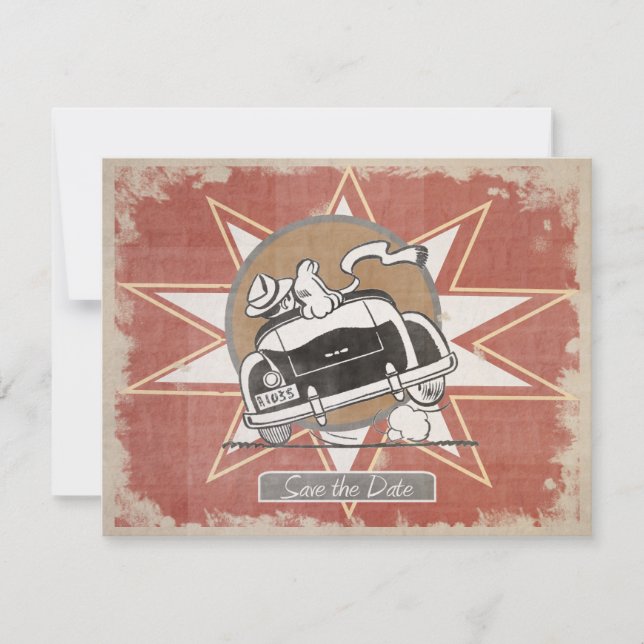 Retro Antigo Carro Salve o Anúncio de Data (Frente)