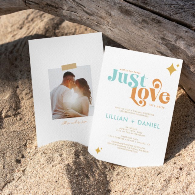 Retro Apenas Ame Convite Casual De Casamento (Criador carregado)