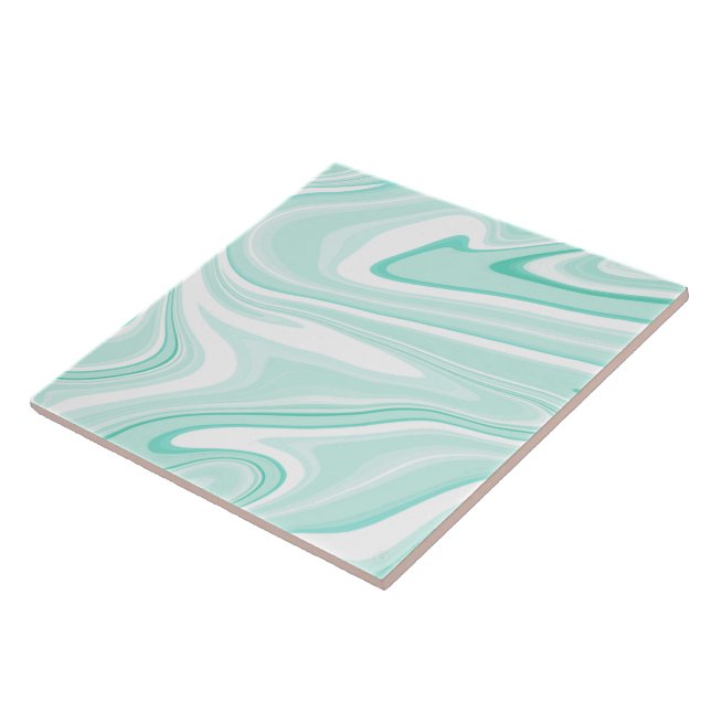 Retro Aqua Green Swirl Liquid Painting Aesthetic (Lateral)