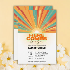 Retro Aqui Vem O Convite Do Filho Chá de fraldas