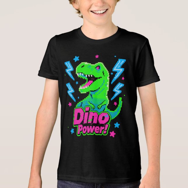 Retro Arcade Dino Power Pixel T-Rex (Frente)