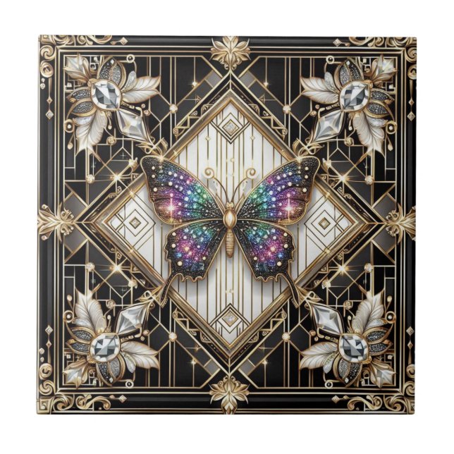 Retro Art Deco Nouveau Rainbow Butterfly (Frente)
