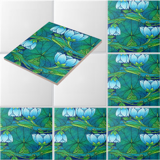 Retro Art Nouveau Floral Lily Pad Pattern