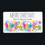 Retro Árvore Balas - etiqueta de Natal grande<br><div class="desc">Um design divertido, festivo, na moda com um toque retrô inspirado por bolas de vidro do século médio e luzes de fadas coloridas que decoraram minhas árvores de Natal de infância. Um design personalizável para você personalizar com seu próprio texto, imagens e ideias. Uma imagem de arte digital original criada...</div>