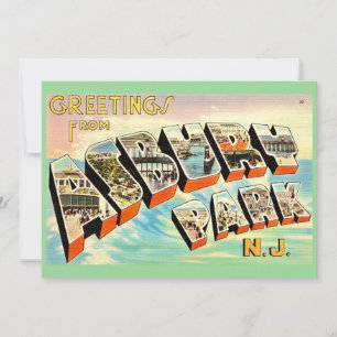Retro Asbury Park NJ 5x7 Grande Cartão Postal