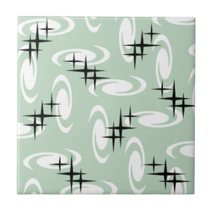 Retro Atomic Agirls Stars Patternos Sage Green