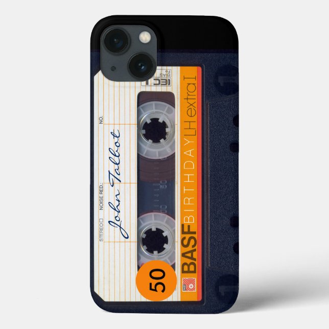 Retro Audio tape Name 50th Birthday Iphone Case 1 (Verso)