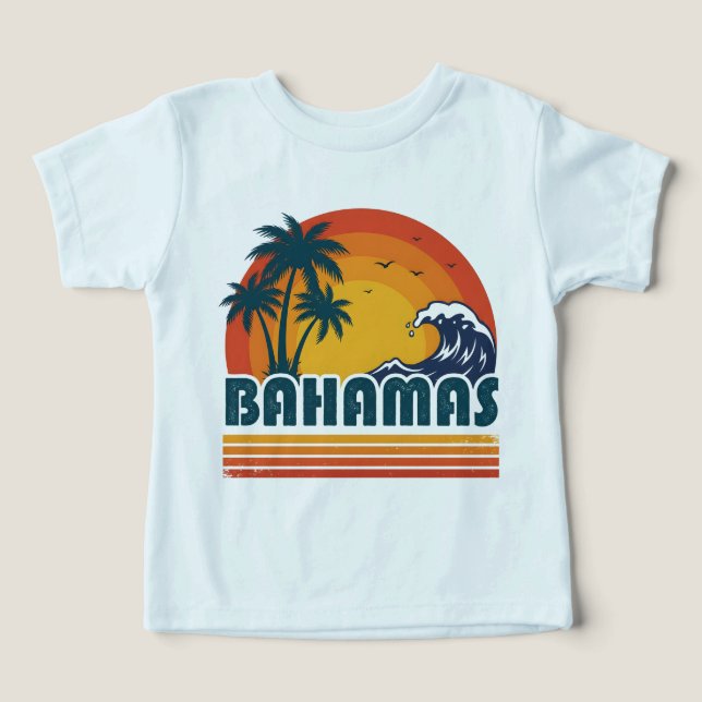 Retro Bahamas Beach Summer Sunset 70s Palm Tree (Design frontal)