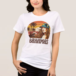 Retro Bahamas Praia Mulheres Férias de Verão Pôr d