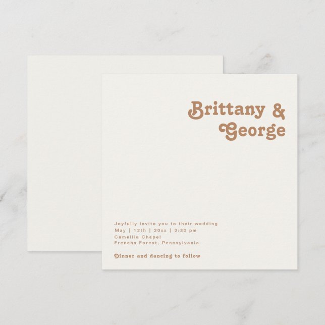 Retro Beach | Convite Para Casamento Na Praça De M (Frente/Verso)