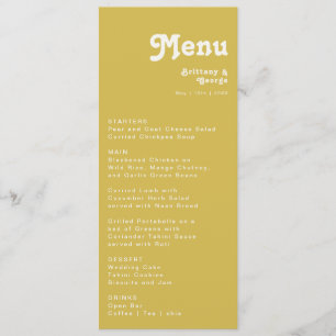Retro Beach Menu de Janta de Casamentos Dourados