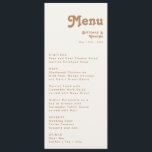 Retro Beach | Menu Janto Casamento de Marfim<br><div class="desc">Esta praia retrô | O menu janto de casamento de marfim é perfeito para o seu simples casamento de vintage, colorido, de boho tropical no verão. Sua única fonte boêmica do século do médio dá a essa design uma víbora hippie minimalista clássica. Suponha que você esteja procurando por uma design...</div>