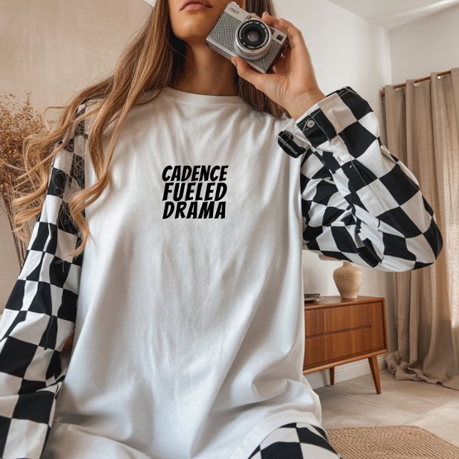 Retro bike Girl Irony black ( It sports an adorable vintage bike design and the playful saying "Cadence Fueled Drama." )