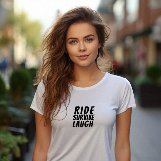 Retro bike Girl Irony black (This t-shirt with "ride survive laugh")
