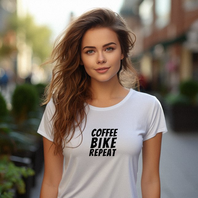 Retro bike Girl Irony black (This tee is got a cute retro bike vibe paired with the fun saying "Coffee, Bike, Repeat.")
