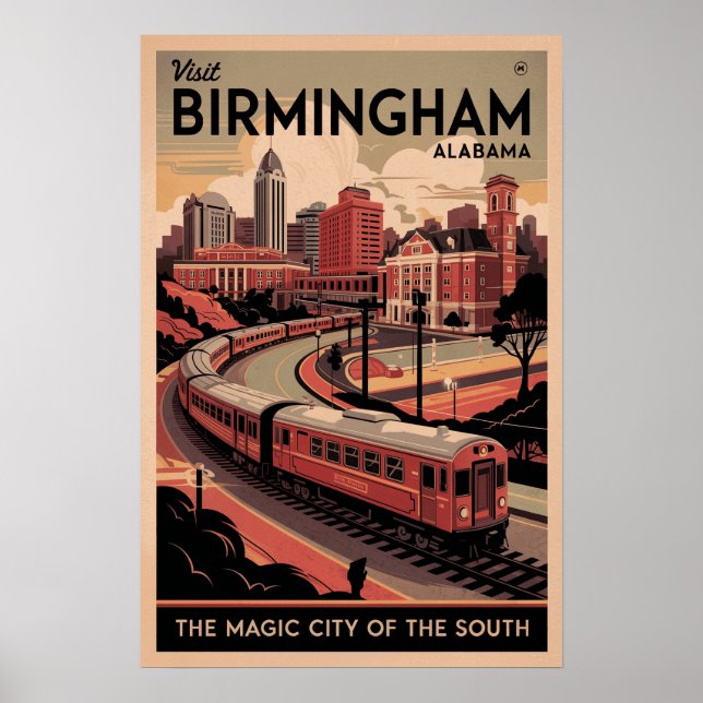 Retro Birmingham, Poster de viagens do Alabama (Frente)