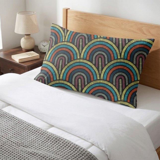 Retro Boho Arc Art Deco Pillow Case (Criador carregado)