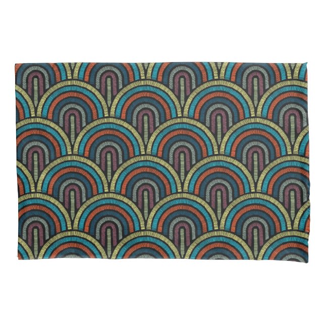 Retro Boho Arc Art Deco Pillow Case (Frente)