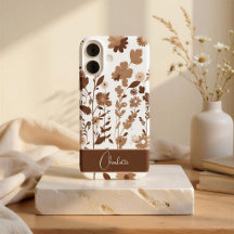 Retro Boho Terroso Floral Nome Personalizado